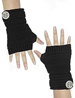 Dahlia Women's Single Button Acrylic Knit Fingerless Gloves
