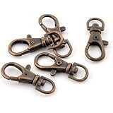 Rockin Beads Brand, 20 Antiqued Copper Plated Lobster Claw Swivel Clasps for Key Ring 1 3/8 X 1/2 Inch