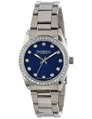 Haurex Italy Womens XS388DBB Narciso Round Stainless Steel Blue Sunray Dial Swarovski Watch