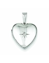Genuine .925 Sterling Silver & Diamond Polished 12mm Heart Locket 1.3 Grams. 100% Satisfaction Guaranteed.