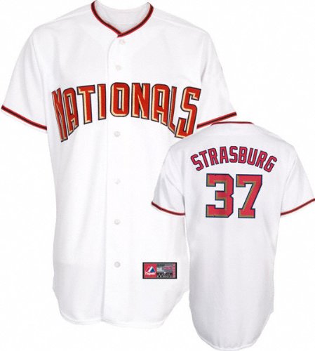 Stephen Strasburg Jersey: Youth Majestic Home White Replica #37 Washington Nationals Jersey