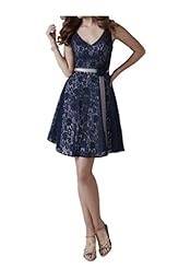 V-neck  Charmeuse Cocktail Lace  Ball Gown Homecoming Dress/Prom Dress 