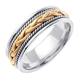 14K Two Tone Gold comfort fit French Braid Braided Women's Wedding Band