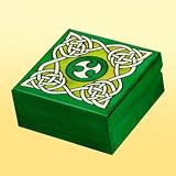 Green Tribal Celtic Knot Design Polish Wooden Keepsake Box