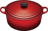 Le Creuset Enameled Cast-Iron 5-1/2-Quart Round French Oven, Red