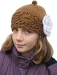 Handmade Lightweight Alpaca Natural Fiber Hat for Girls - Cozy in Caramel (Crocheted Border)