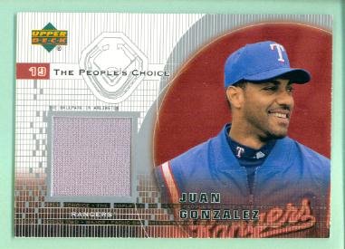 Juan Gonzalez Texas Rangers 2003 Upper Deck Peoples Choice Game Jersey #PJ-JG Baseball Card