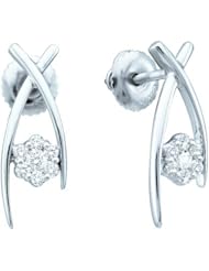 14KT White Gold 0.24 CTW Diamond Ladies Flower Earrings