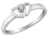 Diamond Double Heart Promise Ring in Sterling Silver