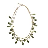 Glass Beads, Sequins, Brass Olive Necklace Dew It Right Necklace [Olive] -Fair Trade Gifts