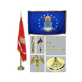 Air Force 4ft x 6ft Indoor Flag telescoping Flagpole Base and Tassel