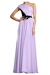 One Shoulder Colorblocking Chiffon  Dress