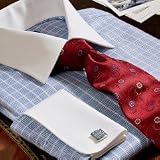 Trim Fit Chevron Windowpane White Collar Dress Shirt
