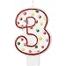 Number 3 Polka Dot Candle
