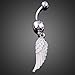 Vktech 3D Feathers Wing Pendant Woman Belly Button Ring Jewelry Silver