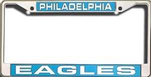 Philadelphia Eagles NFL Rico Laser Cut Chrome License Plate Frame! Officially Licensed Top of the Line Metal Plate Frame ! Showcase your Team Spirit when you're on the Road and set yourself apart in Traffic! Easy to Mount and Highly Durable! A Great Team Collectible ! Makes a Great Gift!!
