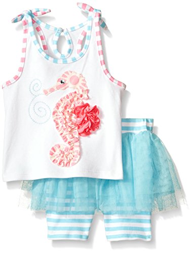 Mud Pie Baby Girl Two Piece Playwear Set Sleeveless, Multi, 12-18 Months