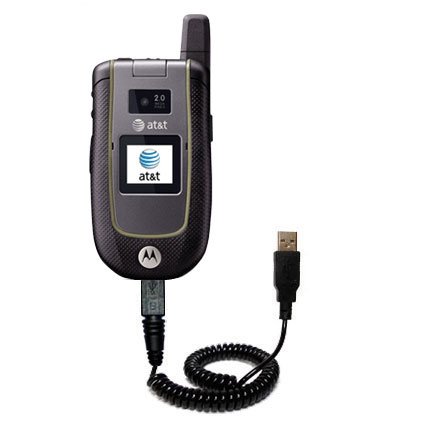 Coiled USB Cable for the Motorola Tundra VA76r with Power Hot Sync and Charge capabilities - uses Gomadic TipExchange Technology