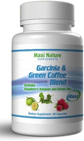 Premium Pure Garcinia Cambogia with Green Coffee Beans Extract , Raspberry Ketone Complex and Green Tea - ALL in 1 Potent Formula Slim Fast - Reduces Calorie Absorption and Melting Belly Fat - Fat Burner Dr.oz Recommended Best Sellers - Weight Loss Appetite Suppressant Supplement All Natural Fat Burning Diet Healthy Supplements No Side Effects - By Maxi Nature Supplements