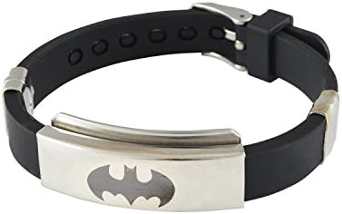 Jade India Men's Stainless Steel Rubber Batman Adjustable Bracelet White