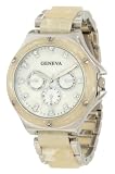 Geneva Moderate Womens AMZ1027 Boyfriend Silver Boyfriend Tan Tort Details Watch