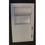 (MPU-8) Solid wood recessed in the wall paper towel holder dispenser PLUS trash can unit inset into the wall! Enamel... by 