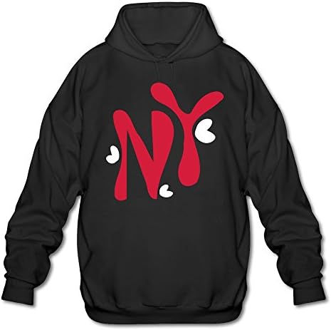 Cool Printed NY Txt Hooded Sweatshirts 80s Crewneck Black