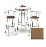 Chrome Bar Table & 2 Chrome 29" Embossed Dark Floral Seat Barstools
