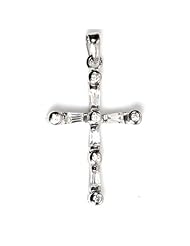Sterling Silver Cross Clear CZ Pendant Beautiful Faith Charm Pure 925 New 35mm with 0.8mm Snake Chain
