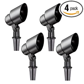 Malibu LT90704T 4 Pack Low Voltage 10-Watt Metal Floodlights, 50 Feet Cable with 88-Watt Power Pack, Black