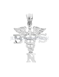 Rhodium-Plated 925 Sterling Silver BSN Bachelors Of Science Nursing Pendant