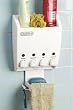 Better Living Products Dispenser Shower Caddy, Four Chamber Dispenser and Caddy, White