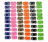 Bluecell 60 PCS of 3/8" (10mm) 6 Color (10 Each) Contoured Side Release Plastic Buckles