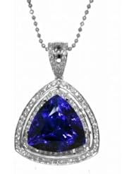 18K White Gold Tanzanite and Diamond Pendant -- LIFETIME WARRANTY