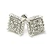 Mens Silver Tone Clear Cz Cube Iced Out Hip Hop Micro Pave Stud Earrings