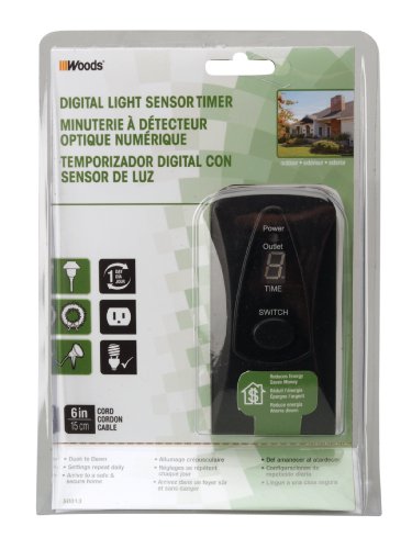 Woods 50013 Outdoor 24-Hour Digital Outlet Timer with Light Sensor