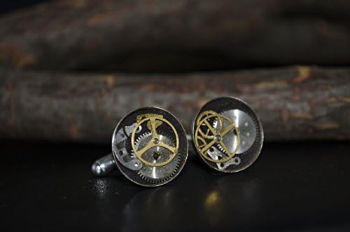 Button classic cufflinks steampunk gears style costume accessory for men and women vintage dresser perfect gift