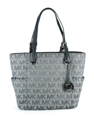 Michael Kors Jet Set East West Signature Tote Ice Slate Gunmetal