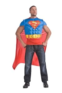Superman DC Comics Muscle Chest Shirt With Cape Adult Costume Select Shirt Size: X-Large