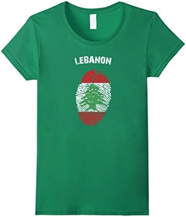 Women's Lebanon Pride T-Shirt Fingerprint Flag, It's In My DNA XL Kelly Green