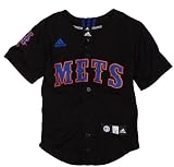 MLB Boys' New York Mets Screen Print Baseball Jersey, Black, Small