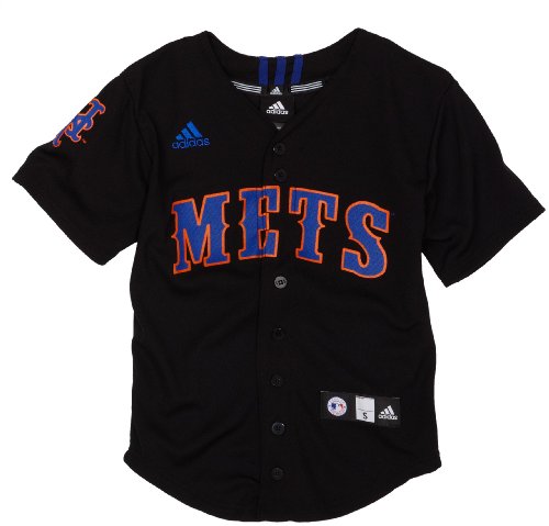 MLB Boys' New York Mets Screen Print Baseball Jersey, Black, Medium