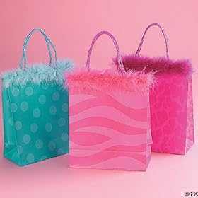 Print Gift Bags with Marabou Trim (1 dz)