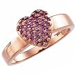 14Kt Rose Gold Full Heart Shaped Pink Sapphire Ring
