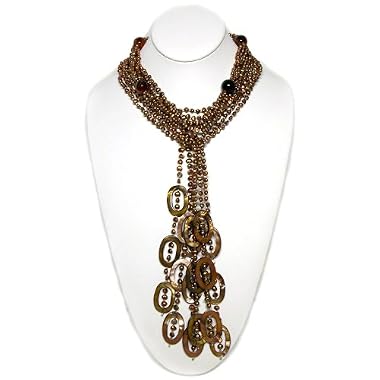 HinsonGayle Glamour Collection "GLORIA" Chocolate Triple Strand Cultured Pearl Lariat Necklace