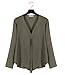 DEARCASE Women's Shirts Fashion V-Neck Long Sleeve Loose Comfort Chiffon Blouse