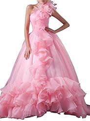 Organza  Pleated   Ball Gown  Dress with a Chapel Train  With Ruffles