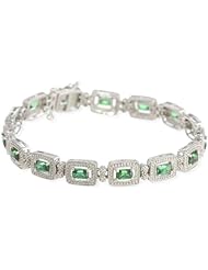 Sterling Silver Created Gemstone and Diamond Bracelet (0.1 cttw, G-H Color, I2-I3 Clarity), 7"