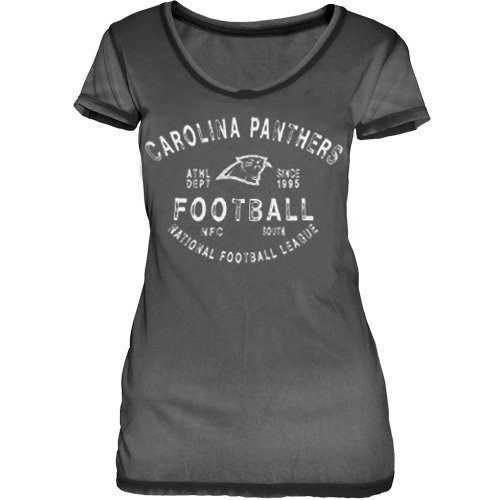 Carolina Panthers Ladies Football Freeze Seam Wash Premium V-Neck T-Shirt - Black (Medium)