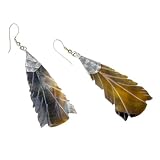 Brittany's Choice Leaf Cut Rainbow Metallic Long Shell Dangle Earrings